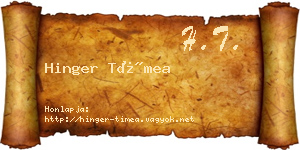 Hinger Tímea névjegykártya